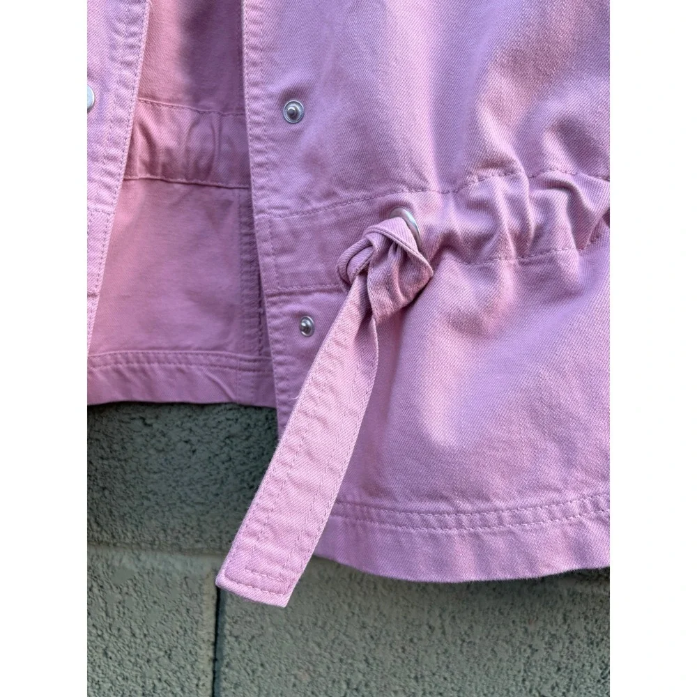 Dip Womens Pink Utility Jacket Snap Front Drawstring Waist Mauve Denim Medium - Picture 8 of 13
